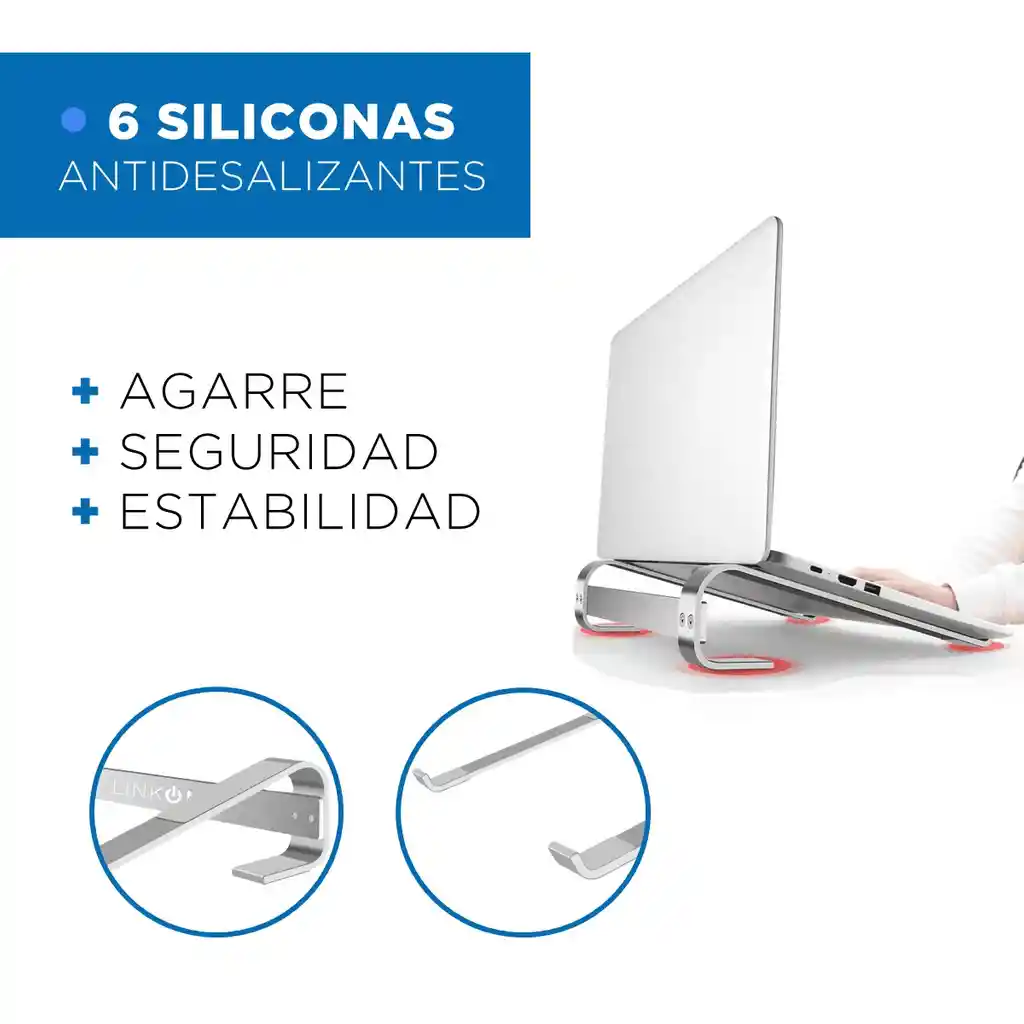 Soporte Base Alzador Aluminio Para Portatil Y Macbook 10-18