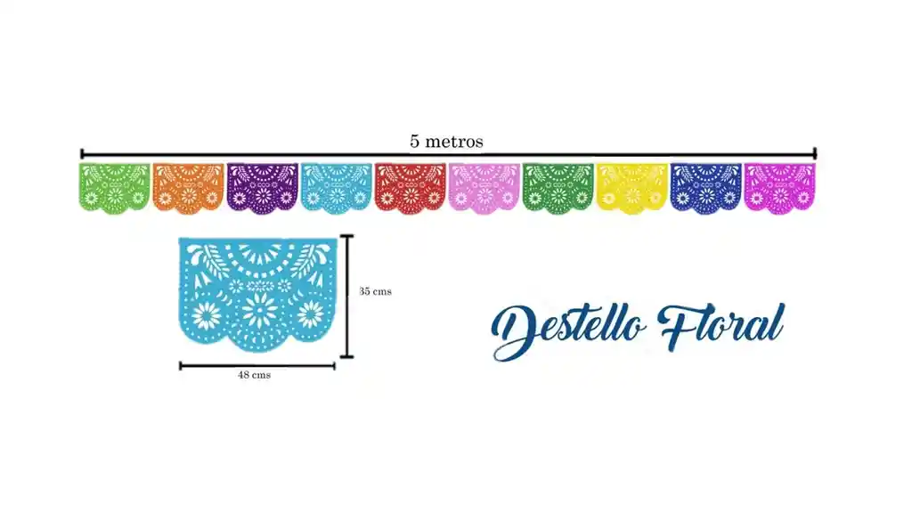 Banderin Guirnalda Mexicana Papel Seda Destello Floral 5mts