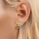 Aretes Topos Corazón Arcoíris Para Mujer En Plata 925