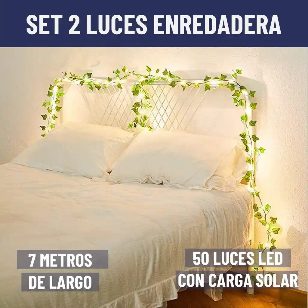 Guirnalda Luces Led Solar Cortina Hojas Enredadera Set 2 X7m