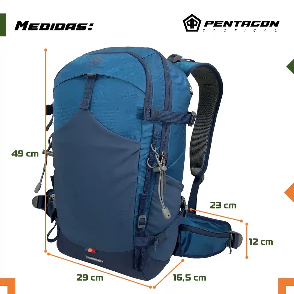 Morral Bolso Camping Senderismo Pentagon Impermeable 30l