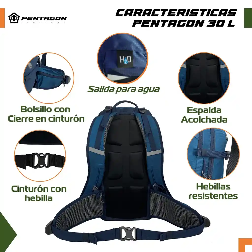 Morral Bolso Camping Senderismo Pentagon Impermeable 30l