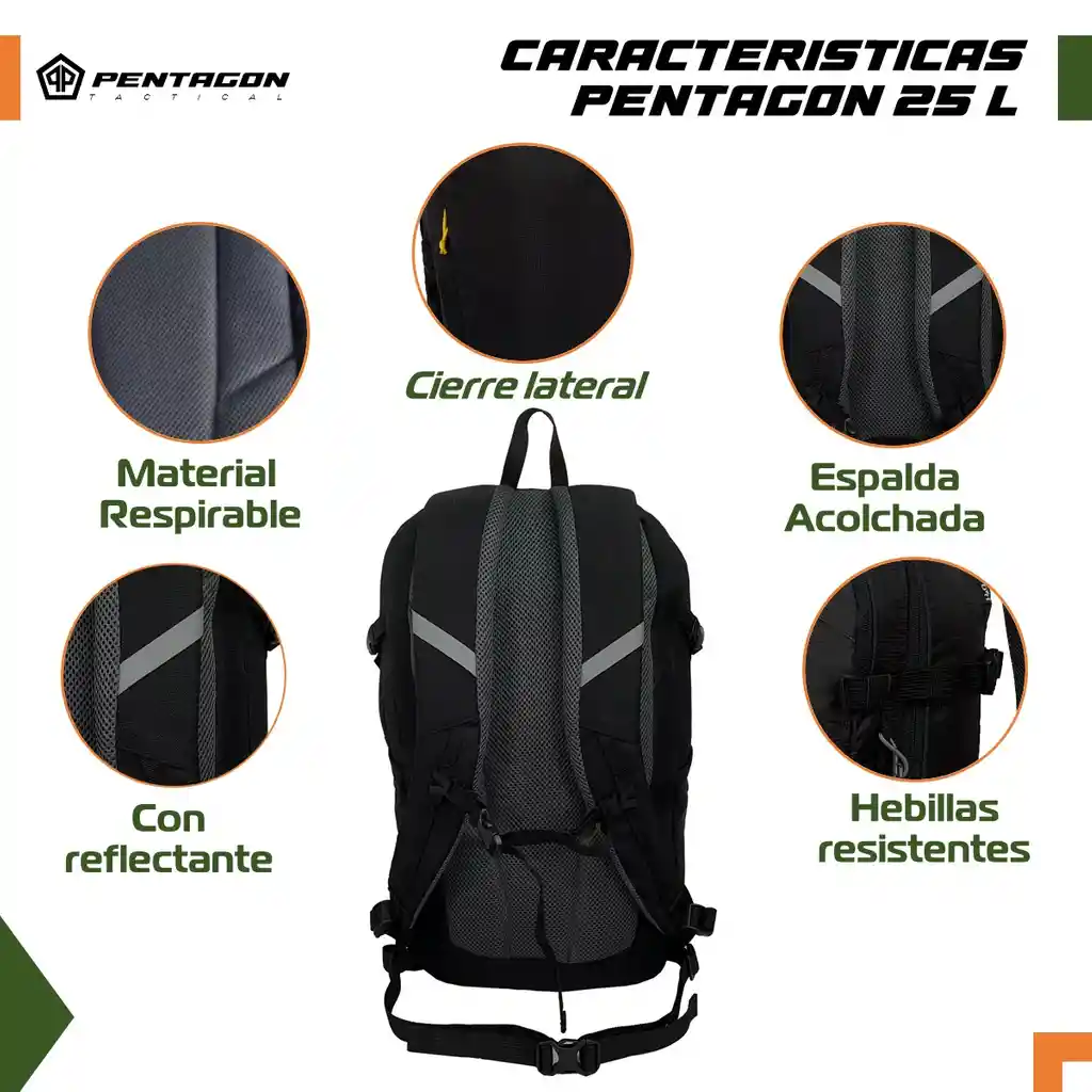 Morral Bolso Camping Senderismo Pentagon Impermeable 25l