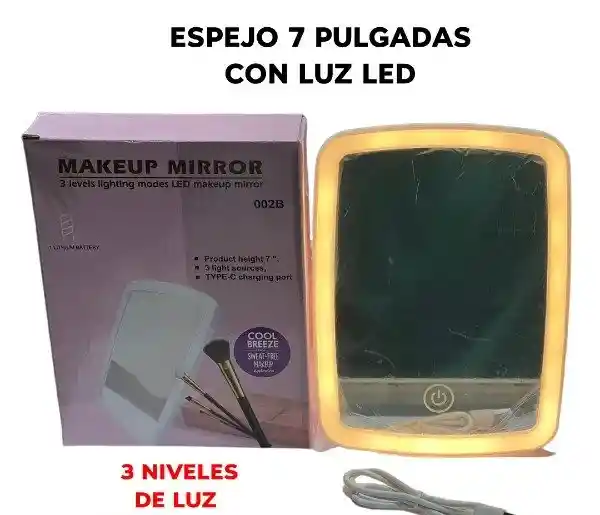 Espejo Con Luz Led 7 Pulgadas Tactil 3 Modos