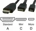 Cable Hdmi A Micro Hdmi Negro De Alta Velocidad 1080p (1.5 M) 2k 4k 3d