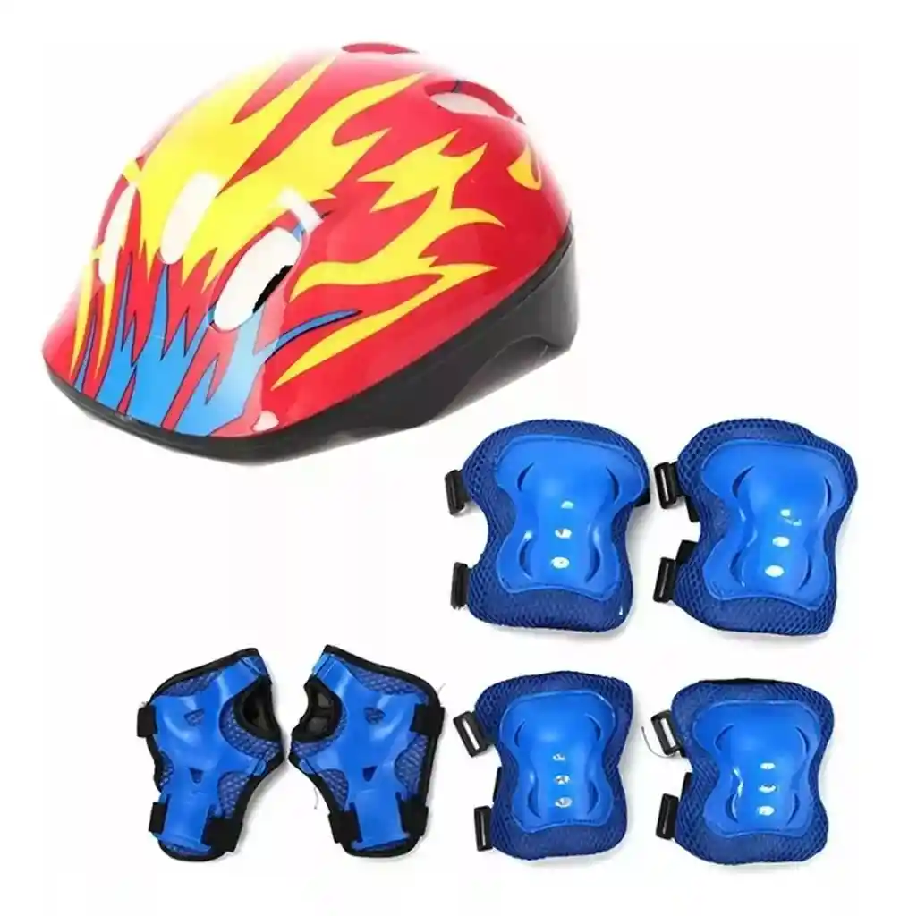 Kit De Proteccion Casco Rodilleras Coderas Manos Niño