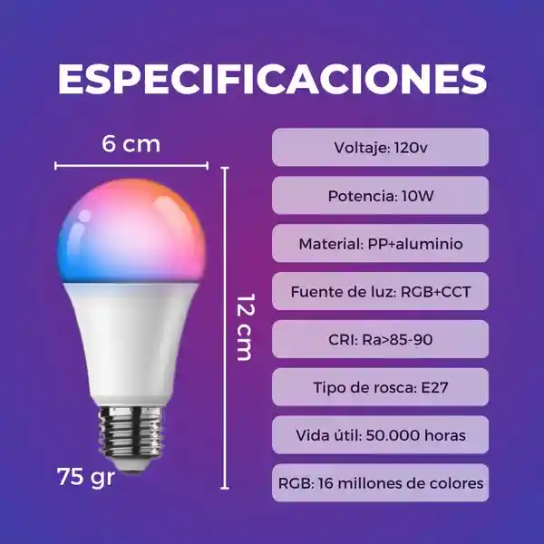 Bombillo Inteligente Led Compatible Alexa Google Con Wifi Y Bluetooth 2024