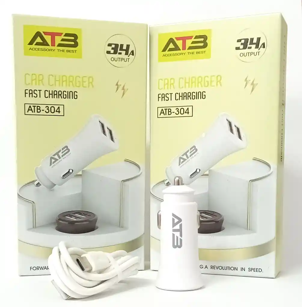 Cargador Para Carro Atb304 Tc Blanco