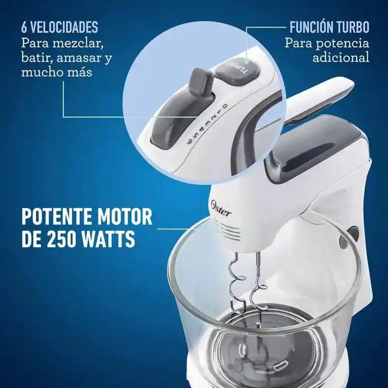 Batidora De Mano Pedestal Oster Fpsths3611 250w Blanco 3.7l