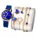 Kit Reloj Mariposa Azul Para Mujer Reloj Dama Con Pulseras