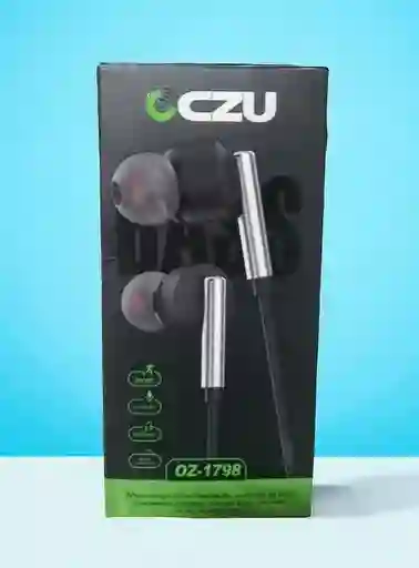 Auriculares Czu Sport Oz-1798 + Micrófono Incorporado Negro Bisel Plateado