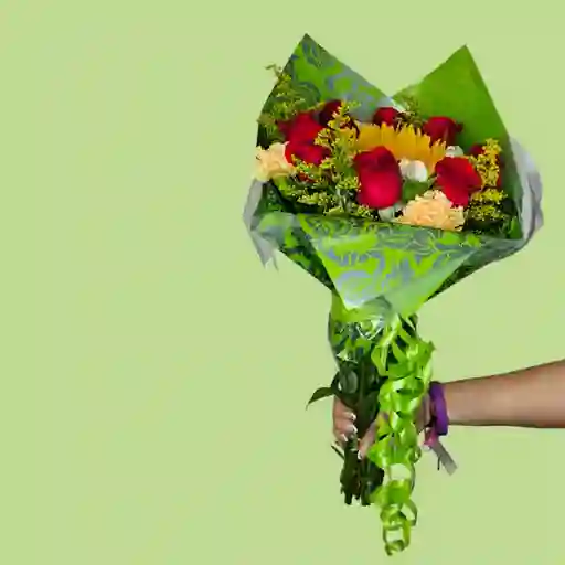 Bouquet De Girasol Con Rosas