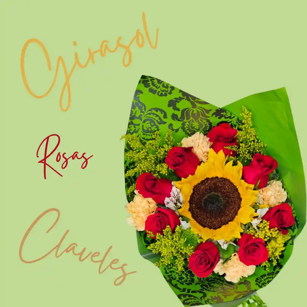 Bouquet De Girasol Con Rosas