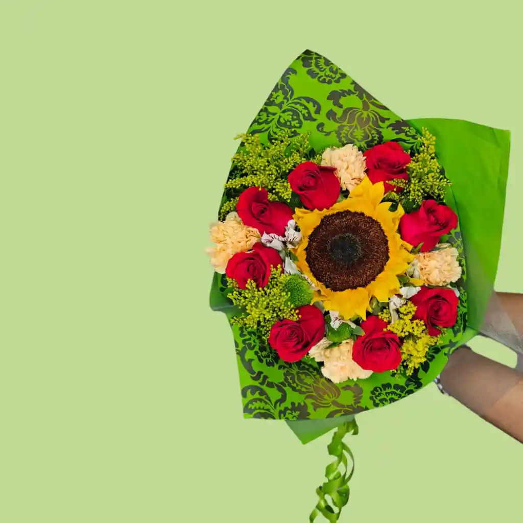 Bouquet De Girasol Con Rosas