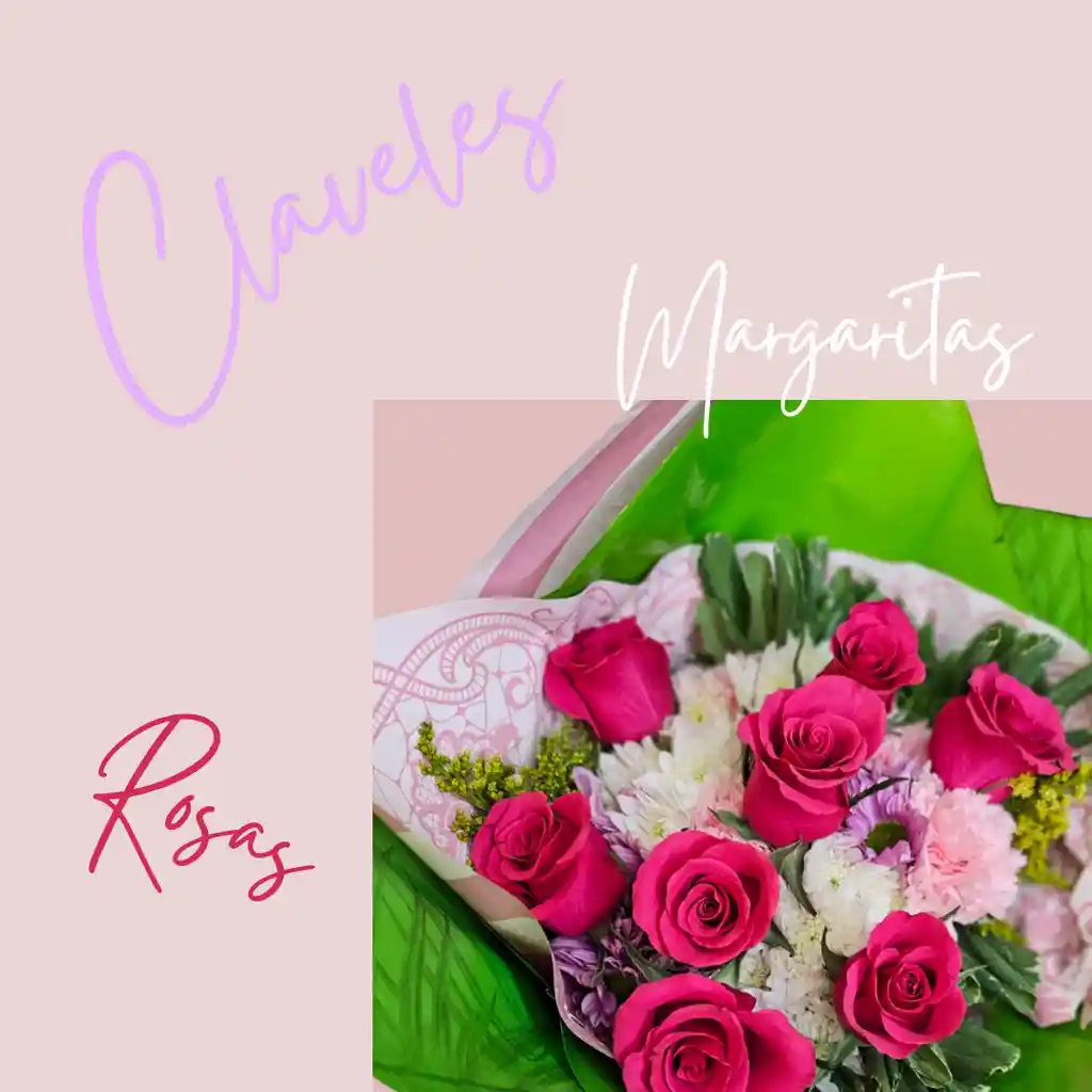 Bouquet De Rosas Claveles Margaritas