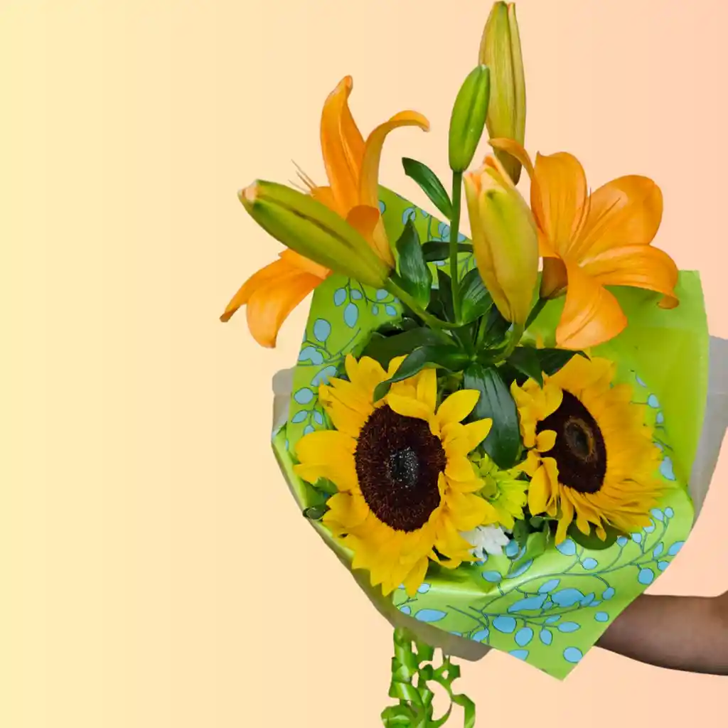 Bouquet De Girasol Con Lirios