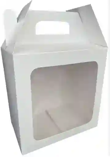 Caja De Carton Con Acetato Forma De Lonchera Color Blanco Para Regalo 11 X 11 X 12 Cm