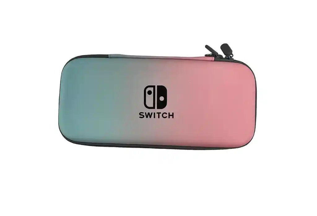 Estuche Rígido Rosa/ Azul Pastel + Vidrio + 2 Grips Para Nintendo Switch