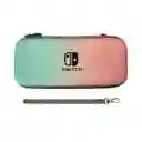 Estuche Rígido Rosa/ Azul Pastel + Vidrio + 2 Grips Para Nintendo Switch