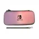 Estuche Rígido Rosa/lila Pastel + Vidrio + 2 Grips Para Nintendo Switch