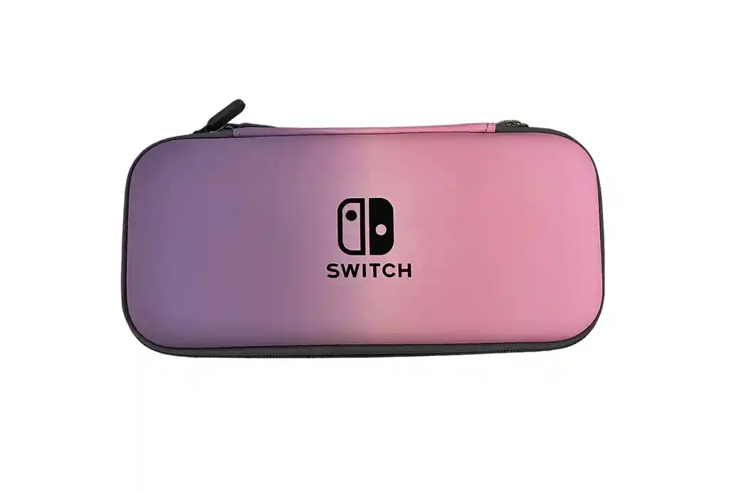 Estuche Rígido Rosa/lila Pastel + Vidrio + 2 Grips Para Nintendo Switch