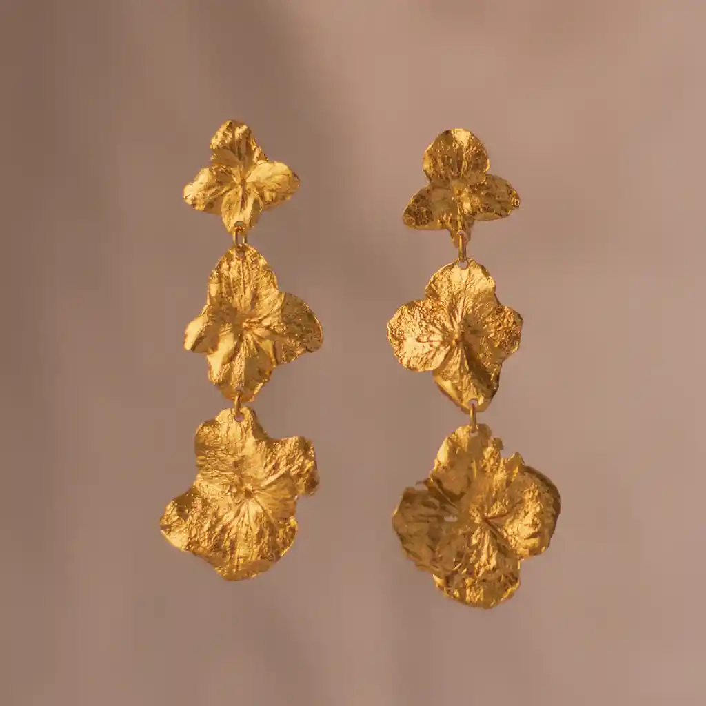 Aretes Tres Flor Hortensia Inmortalizado