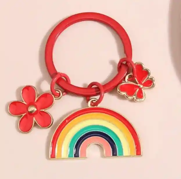 Llavero Diseño De Arcoiris, Flor, Mariposa Para Hombre O Mujer Para Llaves