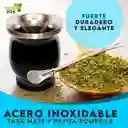 Abmy Kit Yerba Mate: 1 Calabaza Yerba Mate + 2 Bombillas En Acero Inoxidable + 1 Cepillo De Limpieza, Color Negro 8 Oz (240 Ml)
