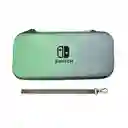 Estuche Rígido Azul/ Verde Pastel + Acrilico + Vidrio + 2 Grips Para Nintendo Switch