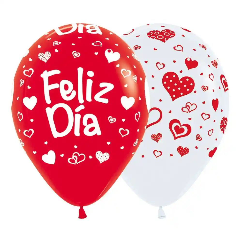 Bombas Feliz Dia Rojas Y Blancas