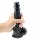 Dildo Consolador Ultra Realista Con Ventosa Y Testículos Negro+ Lubricante Neutro