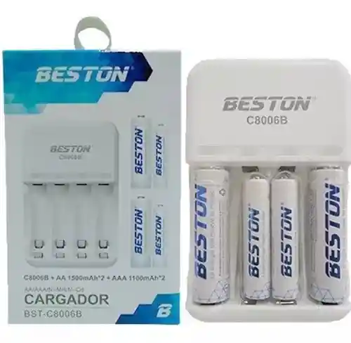 Cargador Pilas Aa/aaa + X4 Baterías Mixtas Aa Aaa Recargables Beston C8006b/c8006