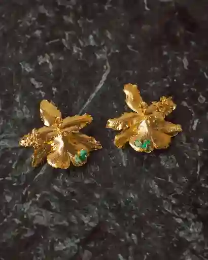 Aretes Orquidea Odontoglossum Esmeralda Saucos
