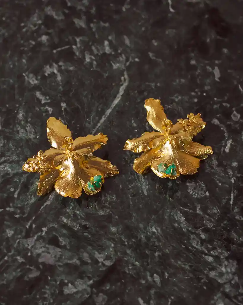 Aretes Orquidea Odontoglossum Esmeralda Saucos