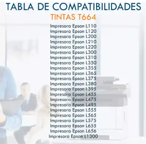 Tintas Genérica Para 664 Impr Eps L200 L355 L555 L210 L455