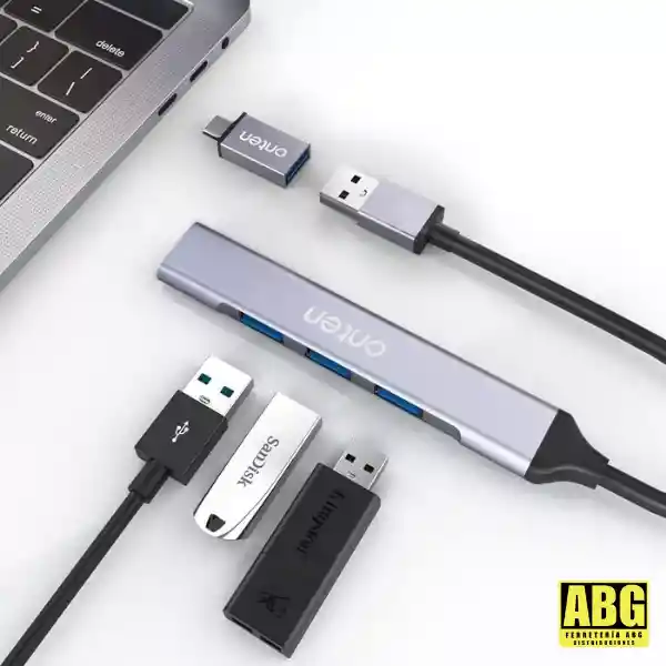 Hub Multipuerto 4 Puertos Usb 3.0 Con Conexion Tipo C Y Usb