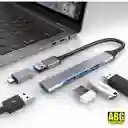 Hub Multipuerto 4 Puertos Usb 3.0 Con Conexion Tipo C Y Usb