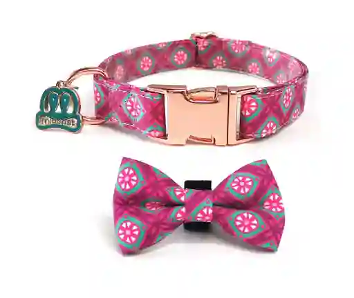 Collar Para Perro Hebillas De Metal Ajustables Rosa Talla S