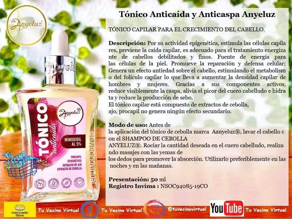 Shampoo Con Ginseng Y Tonico Anti Caida Anyeluz