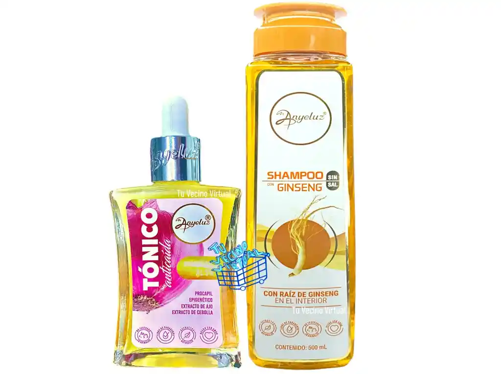 Shampoo Con Ginseng Y Tonico Anti Caida Anyeluz