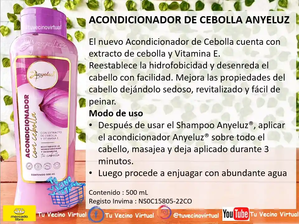 Acondicionador De Cebolla Y Shampoo Con Ginseng Anyeluz