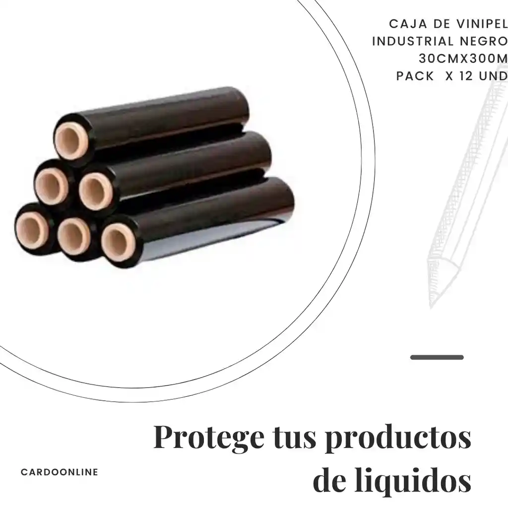 Pack De Vinipel Industrial Negro 30cmx300m