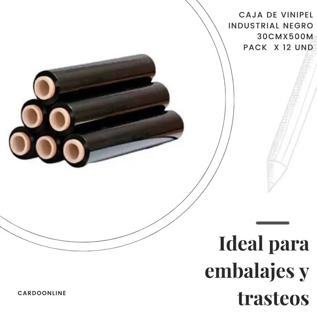 Pack De Vinipel Industrial Negro 30cmx500m