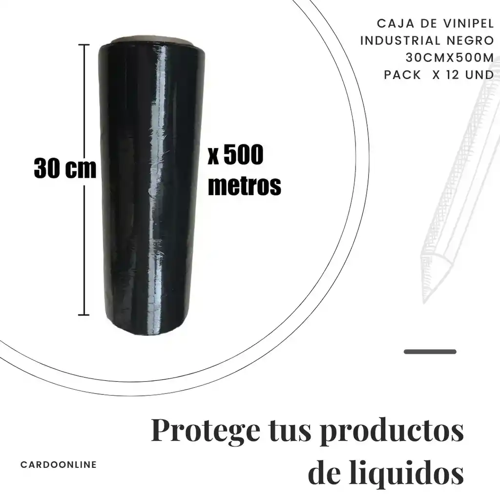 Pack De Vinipel Industrial Negro 30cmx500m