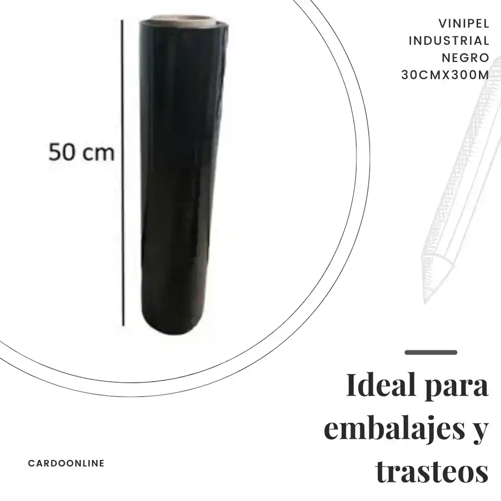 Vinipel Industrial Negro 50cmx3000m