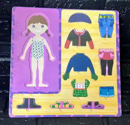 Rompecabezas Madera Niña Cuerpo Humano Vestir Juego Didactico