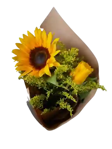 Solitario De Girasol Y Rosa Amarilla