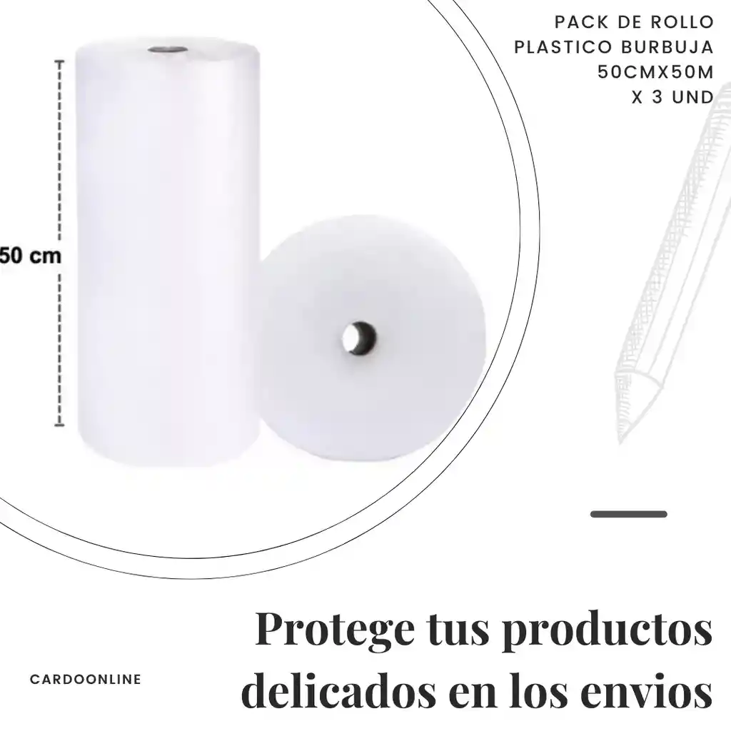 Pack Rollo Plastico Burbuja 50cmx50m