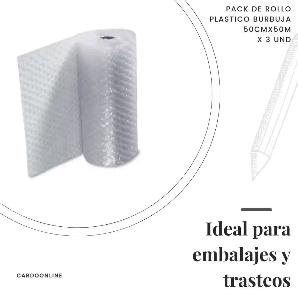 Pack Rollo Plastico Burbuja 50cmx50m