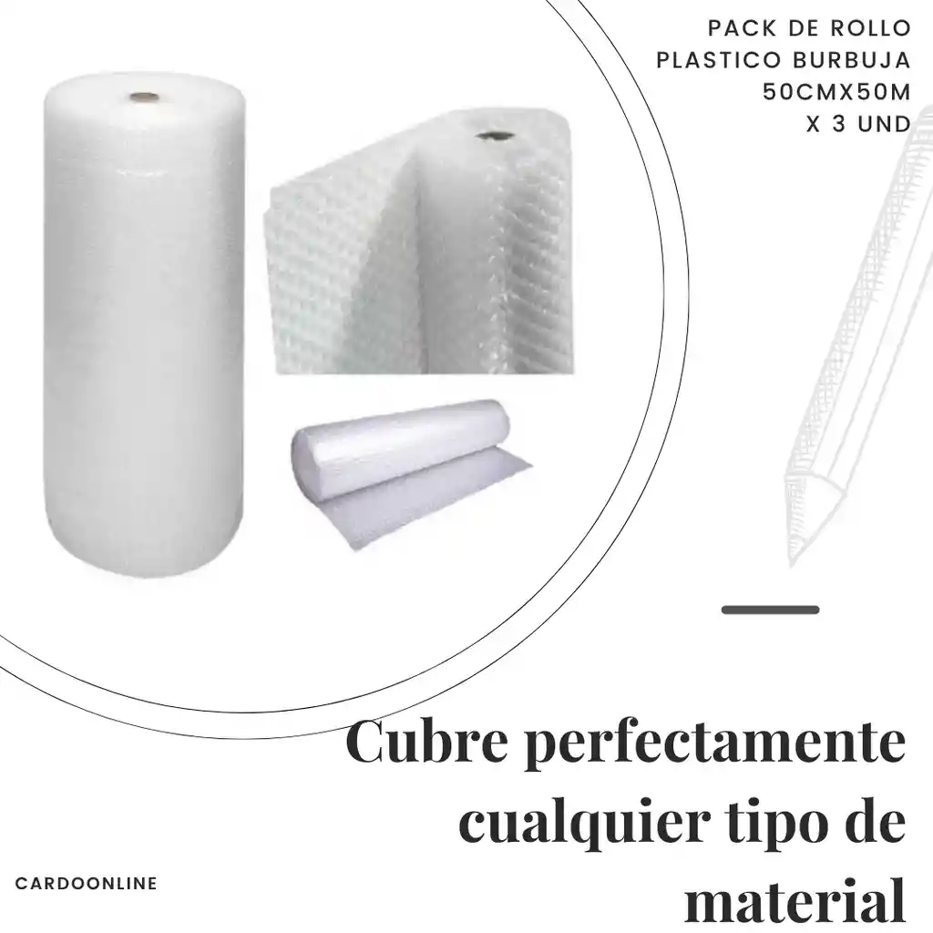 Pack Rollo Plastico Burbuja 50cmx50m